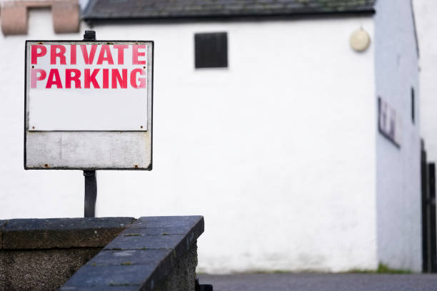 istock Private parking sign at hotel car park 1213748136