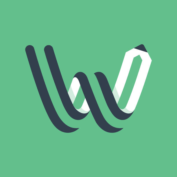логотип буквы w, сформированный карандашом. - pencil man made graphite writing stock illustrations