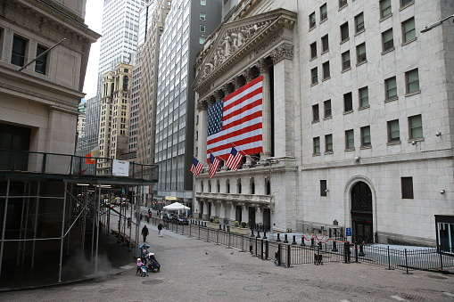 Popular tourist destinations like Wall Street in lower Manhattan are quiet over health concerns on Thursday, March 19, 2020 in New York City.