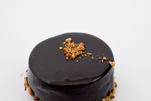 Chocolate cake slice stock photo