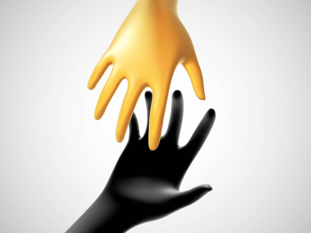 istock Two 3D hands taking each other on white background. Concept of help, charity, business assistance and partnership. 1213754406