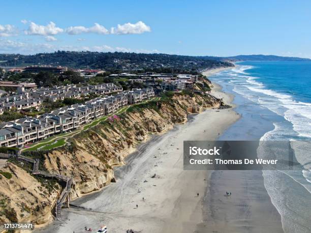 Aerial View Of Solana Beach With Pacific Ocean Coastal City In San Diego County California Usa Stock Photo - Download Image Now
