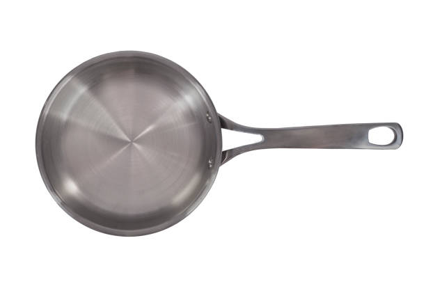istock Stainless steel pan on a white background. Top view. Close-up. 1213754571