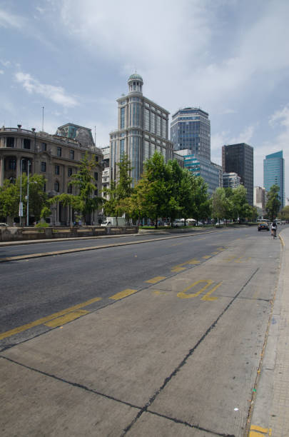 Liberator Bernardo O'Higgins Avenue in Santiago, Chile. stock photo