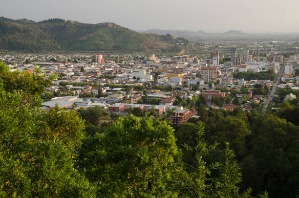 Temuco city view from the Cerro Nielol. stock photo