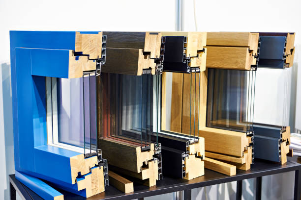 istock Modern wooden triple glazed windows in section 1213760908