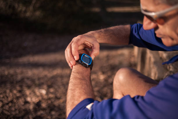 istock Senior man setting up smartwatch for running 1213761086