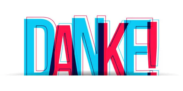 Vector illustration of The word Danke! Vector letters isolated on a white background