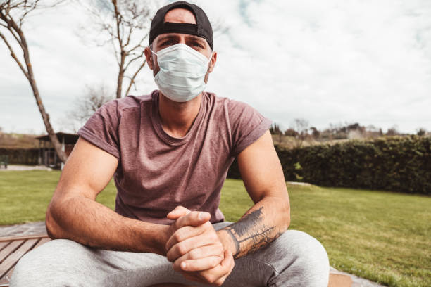 istock man portrait with the mask 1213763102