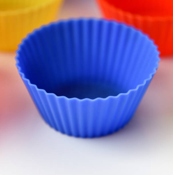 istock Blue silicone muffin and cupcake reusable baking liner 1213767755