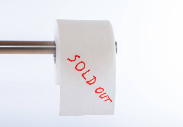 istock Toilet paper roll over white background labeled 