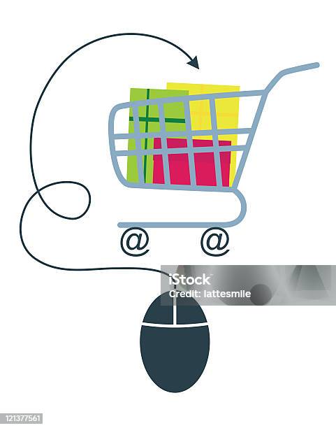 An Illustration Of How Clicking A Mouse Can Fill A Cart Stock Illustration - Download Image Now