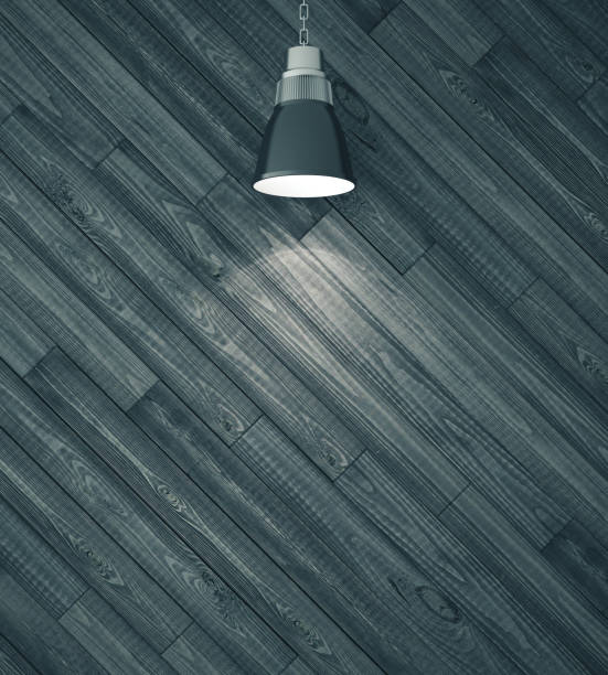 istock Wooden wall and lamp. 1213777224