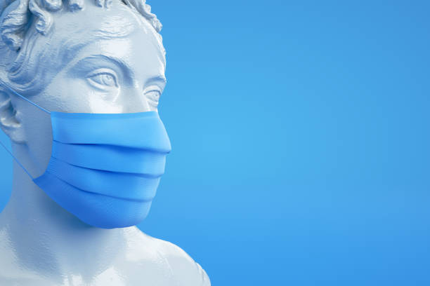 istock Sculpture with Protective medical mask 1213777811