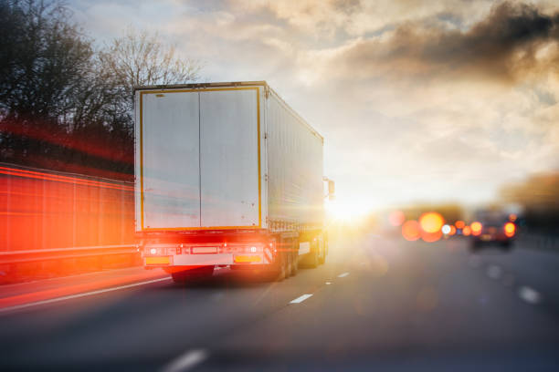 istock Lorry Traffic Transport on motorway in motion 1213781651
