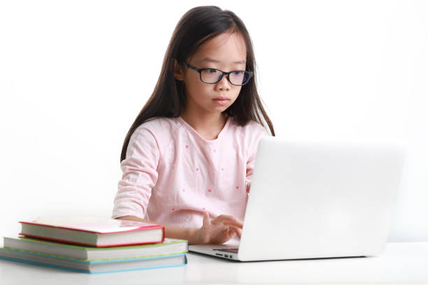 istock Young Asian girl using laptop 1213781804
