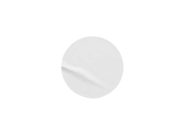 Blank white round paper sticker label isolated on white background with clipping path Blank white round paper sticker label isolated on white background with clipping path blank sticker stock pictures, royalty-free photos & images