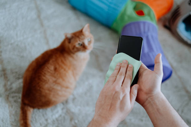 istock Man wiping down a cellphone 1213786384