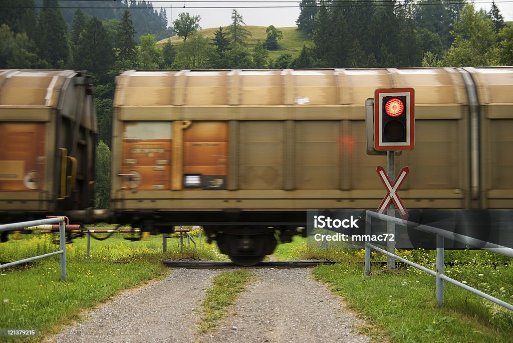Cargo at a level crossing  Blurred Motion Stock Photo