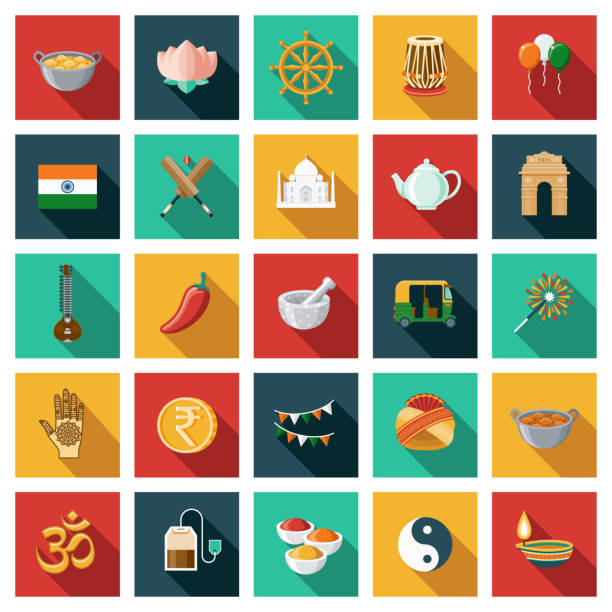 ilustrações de stock, clip art, desenhos animados e ícones de india icon set - lotus mahal