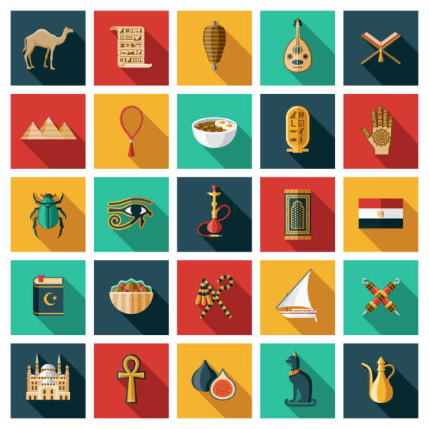ilustrações de stock, clip art, desenhos animados e ícones de egypt icon set - cairo mosque koran islam