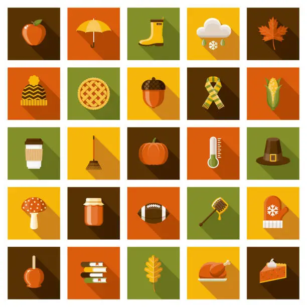 Vector illustration of Autumn Icon Set