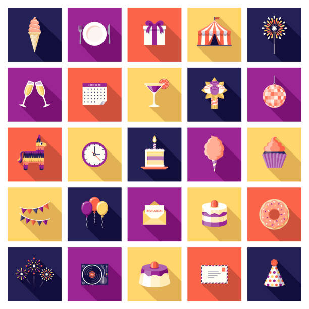 stockillustraties, clipart, cartoons en iconen met pictogramset verjaardagsfeestje - party hat icon
