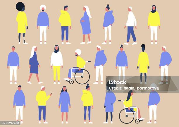 A Collection Of Diverse Characters Of Different Gender Ethnicities And Physical Conditions Flat Vector Set Of People - Arte vetorial de stock e mais imagens de Pessoas