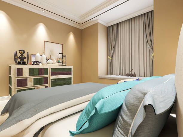 istock Modern design bedroom with wardrobe etc. 1213799626