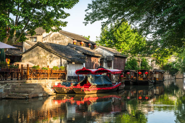 Beautiful Chinese water town in night