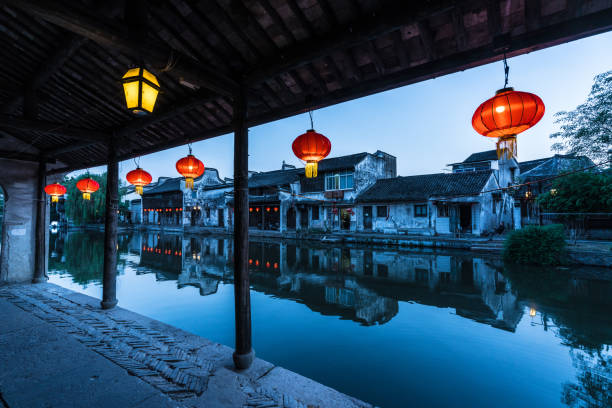 Ancient folk houses along river, Nanxun ancient town, China