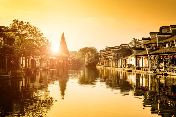 Ancient folk houses along river, Nanxun ancient town, China