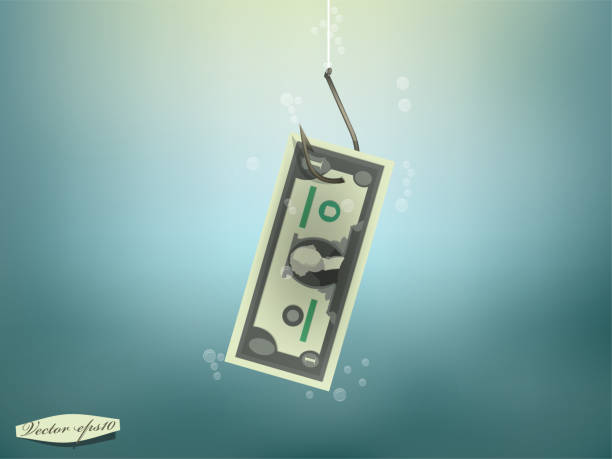 istock Money concept illustration, US Dollar money paper on fish hook 1213808628