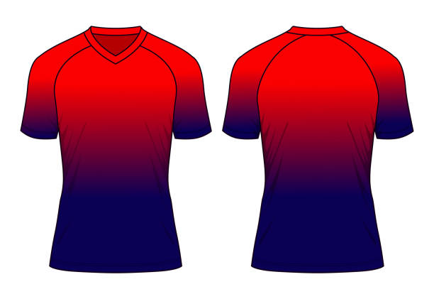 Slope Style Football Shirt Design With Red/Navy Colors Sublimation Printed. Front And Back Views slopestyle stock illustrations