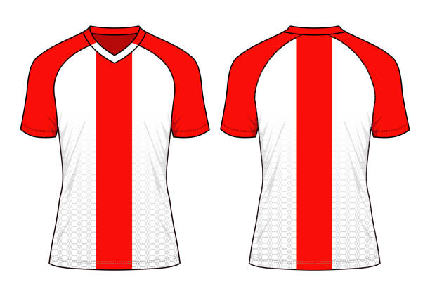 足球襯衫設計與紅色/白色昇華列印。 - サッカーユニフォーム 幅插畫檔、美工圖案、卡通及圖標