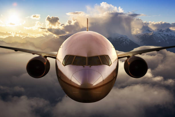 istock Airplane flying above the clouds 1213813962