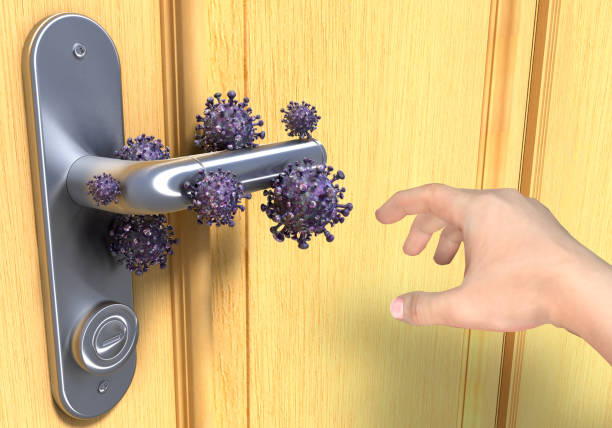 Virus on doorknob 3D illustration of Virus on doorknob image mycology photos stock pictures, royalty-free photos & images