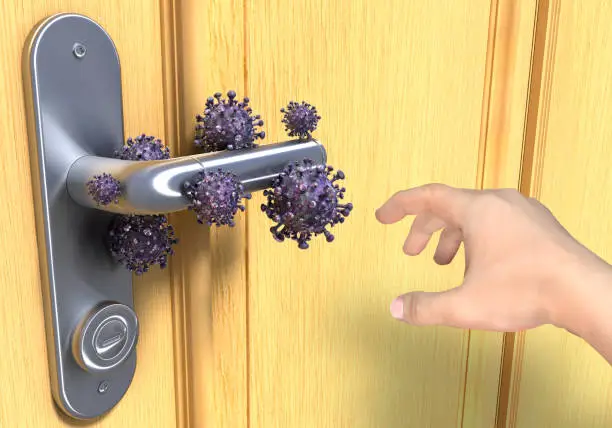 3D illustration of Virus on doorknob image