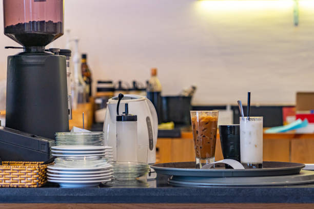 istock Coffee and beverages at pickup area at coffeeshop's bar counter 1213814576
