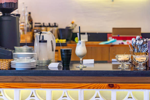 istock Picking beverage area at bar counter in coffeeshop 1213814594
