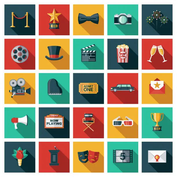 Vector illustration of Movies and Filmmaking Icon Set