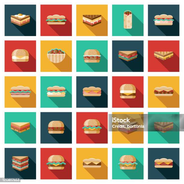 Ensemble Dicônes Sandwich Vecteurs libres de droits et plus d'images vectorielles de Sandwich - Sandwich, Burger, Sous-marin