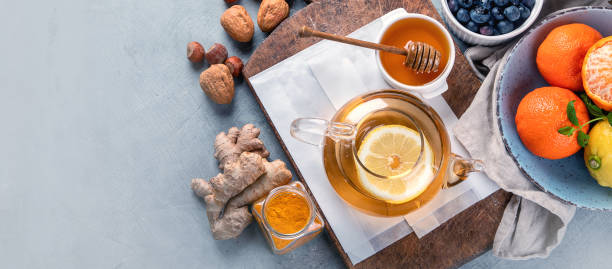 istock Remedies for cold and flu.Healthy food immune boosting selection. 1213818977