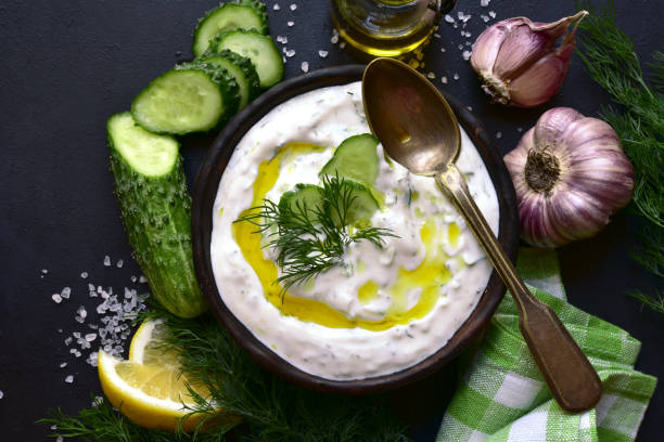 istock Ingredients for making tradtional greek sauce tzatziki 1213826765
