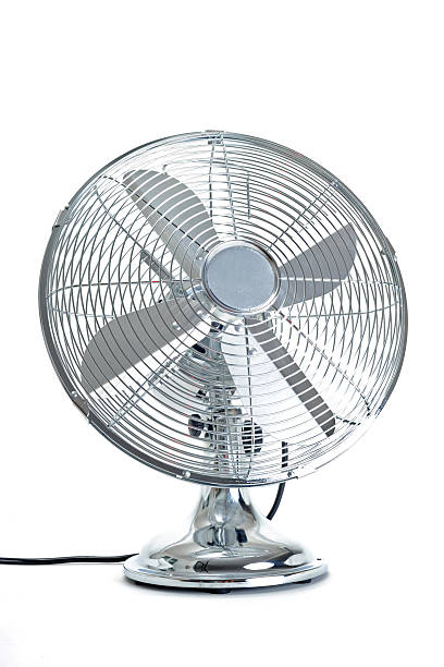istock A stainless steel electric fan with a white background 121382696