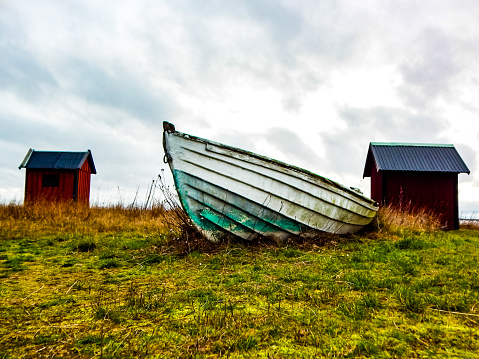 Fishing huts on the coast of the island of Öland