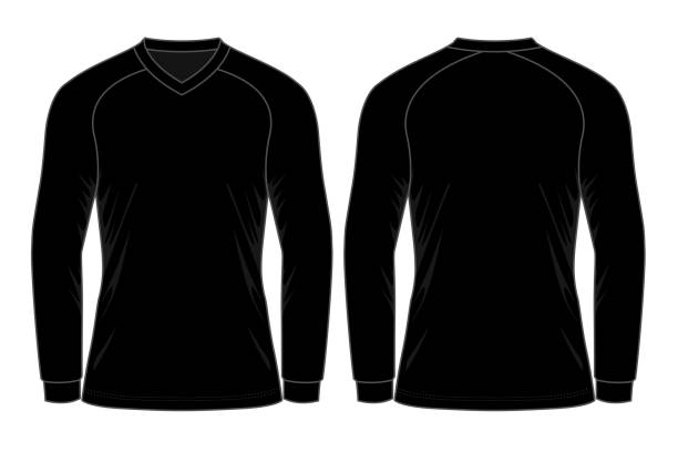 istock Black Long Sleeve Football Shirt Slope Style Vector For Template 1213829291