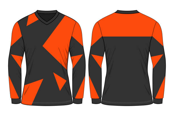 istock Long Sleeve Football Shirt Design Triangle Graphic Vector With Orange/Gray Colors 1213829309