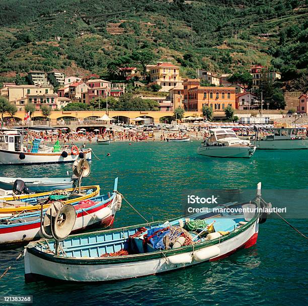 Monterosso Iconic Summer Landmark With Boats And Houses Stock Photo - Download Image Now