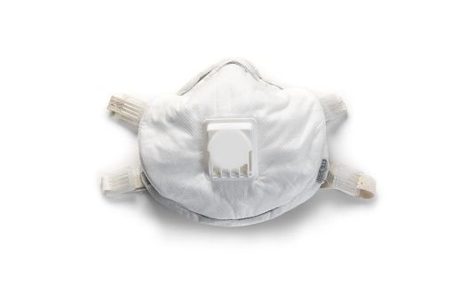 Medical respirator face mask on white background